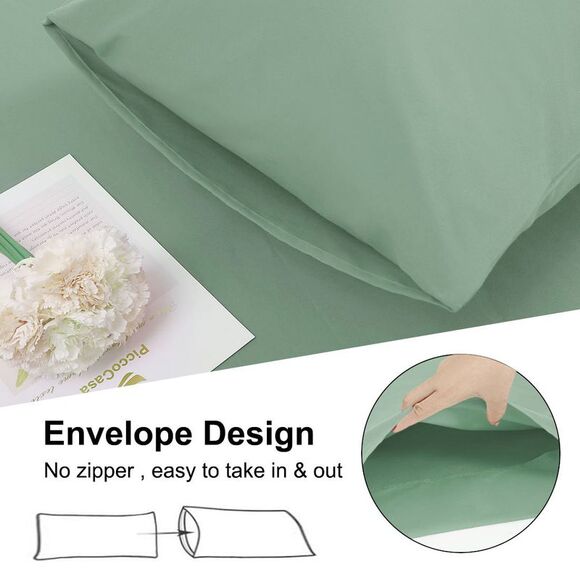 Brushed Microfiber Pillowcases Envelope Closure Soft Long Pillow Case Spa Blue - Picture 5 of 6